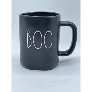 Rae Dunn BOO Halloween Black Coffee Tea Mug Matte Finish Spooky